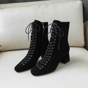 Suede Lace-Up Boots